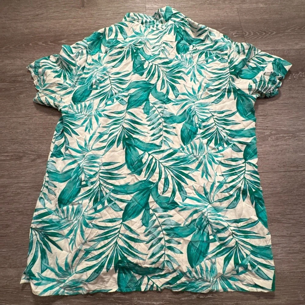 Banana Republic Shirt Mens Large‎ Floral Bamboo Palm AOP Hawaiian Loop Collar